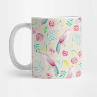 Watercolor Birds and Spring Flowers Mug